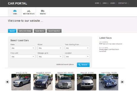 new car portal template