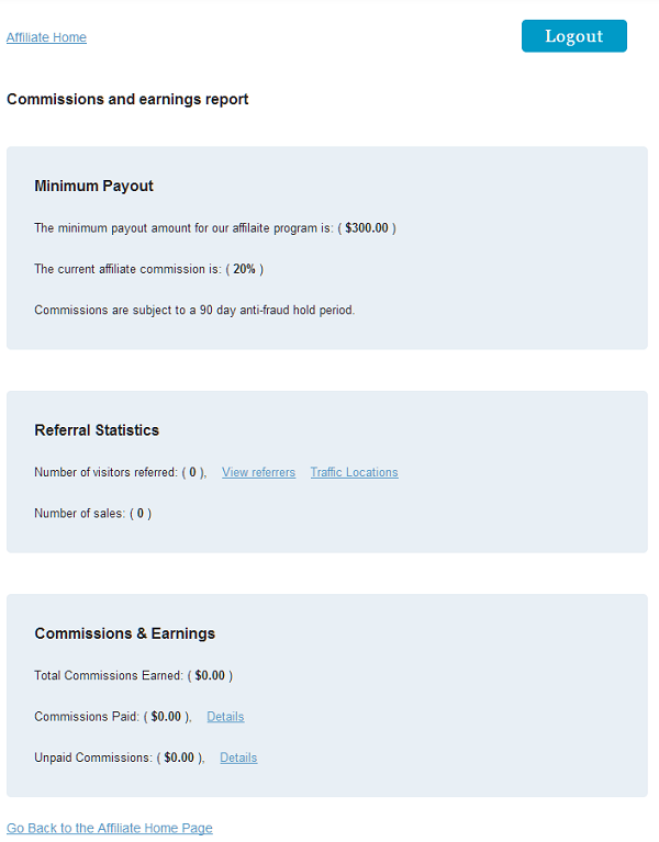 php affiliates earnings report