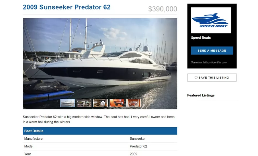 Boat Listing Details php boat classifieds script