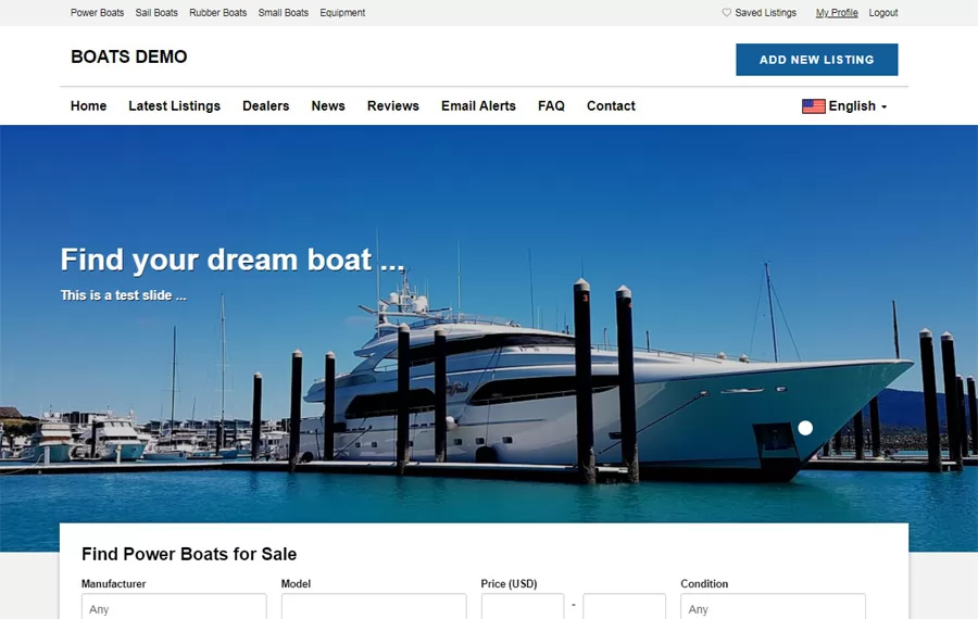 Default Template Home Page php boat classifieds script