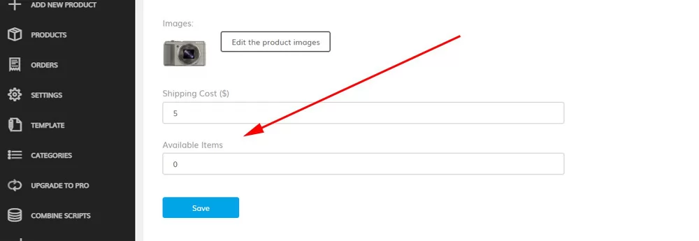 stock management functionality (*) php cart script