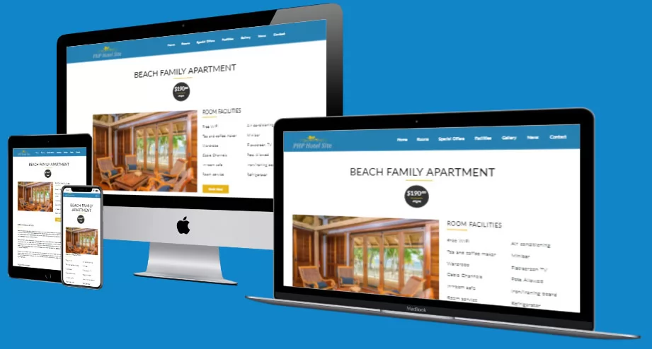 PHP Hotel Site php script features