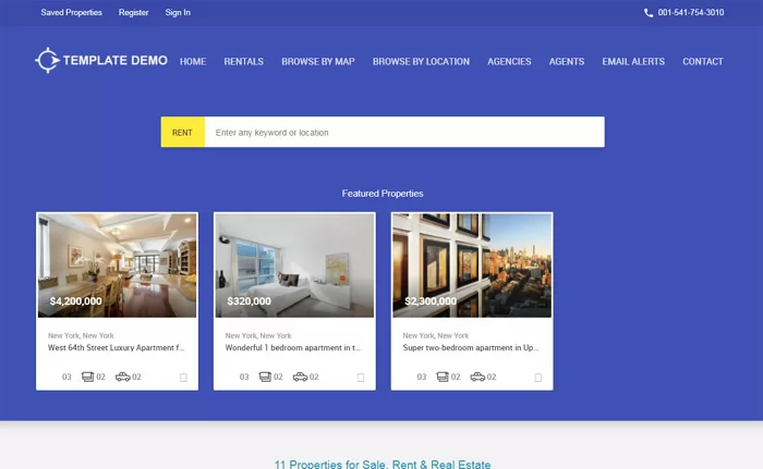 real estate portal template demo 3