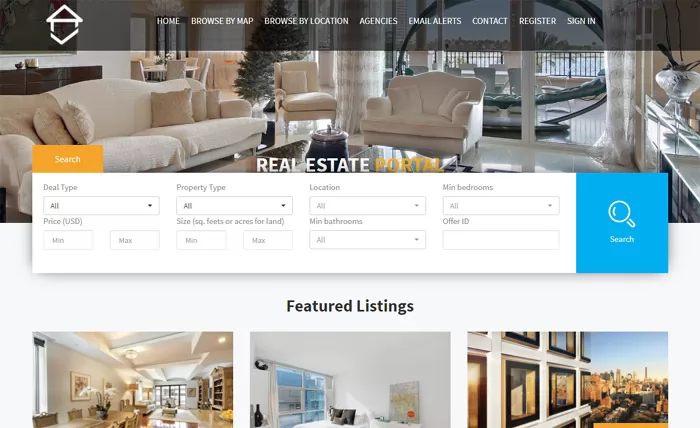 real estate portal template demo 4